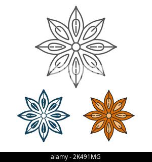 Anisesta Icon Set. Lineares Style-Zeichen für mobiles Konzept und Webdesign. Vektorsymbol für Aniswürze. Symbol, Logo-Illustration. Vektorgrafiken Stock Vektor