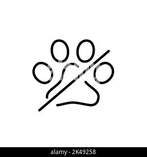 Keine Haustiere erlaubt Hotel und Geschäft Symbol. Gekreuzte Pfote im Kreis. Pixelgenaue, bearbeitbare Konturlinie Stock Vektor