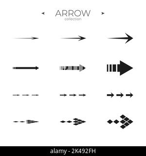 Pfeilsymbol festgelegt. Symbol für universellen Pfeil. Pfeilschaltfläche für grundlegende UI-Elemente. Einfaches Minimales Piktogramm. Editierbare Vektordarstellung Stock Vektor