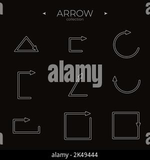 Premium-Satz von Pfeillinie. Sammlung von Zeilensymbolen. Modischer Linienstil. Web-Symbole für Websites. Vektorgrafik Stock Vektor