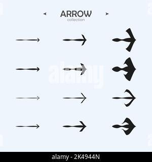 Pfeilsymbol festgelegt. Symbol für universellen Pfeil. Pfeilschaltfläche für grundlegende UI-Elemente. Zur Verwendung in der Web- und mobilen Benutzeroberfläche. Vektorgrafik Stock Vektor