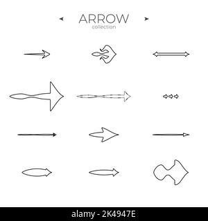 Einfacher Satz von Pfeilsymbolen. Symbol für universellen Pfeil. Modischer Linienstil. Einfaches Minimales Piktogramm. Editierbare Vektordarstellung Stock Vektor
