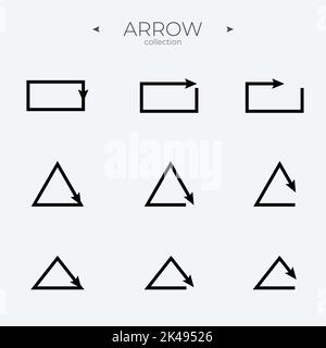 Symbole Für Glatte Linien. Symbole für den glatten Pfeil eingestellt. Pfeilschaltfläche für grundlegende UI-Elemente. Für Apps. Vektorgrafik Stock Vektor