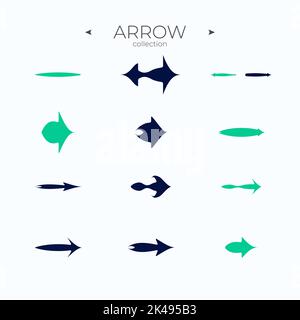 Premium-Satz von Pfeillinie. Symbol für universellen Pfeil. Modischer Linienstil. Einfaches Minimales Piktogramm. Vektor Stock Vektor