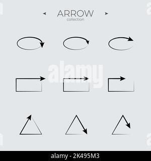 Symbole Für Glatte Linien. Sammlung von glatten Pfeilsymbolen. Modischer Linienstil. Einfaches Minimales Piktogramm. Vektorgrafik Stock Vektor