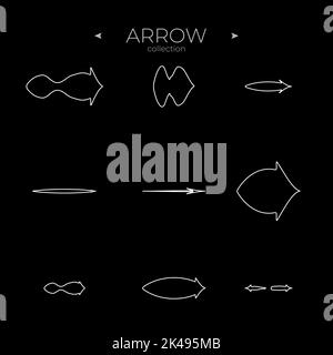 Einfacher Satz von Pfeilsymbolen. Symbol für universellen Pfeil. Modischer Linienstil. Für Apps. Vektorgrafik Stock Vektor