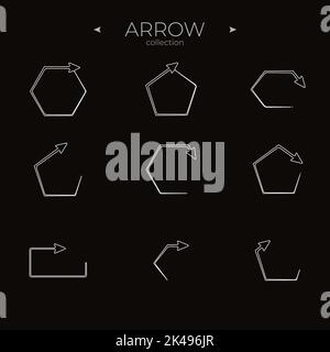 Einfacher Satz von Pfeilsymbolen. Symbole für lineare Pfeile gesetzt. Dünne Linien. Für Webgrafiken. Vektor Stock Vektor