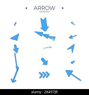 Satz von Pfeilen. Kollektion in Farbe. Pfeillogo-Konzept. Symbolsatz. Vektorgrafik Stock Vektor
