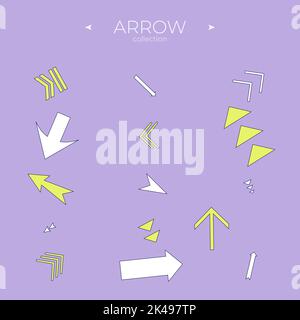 Satz von Pfeilen. Kollektion in Farbe. Pfeillogo-Konzept. Symbolsatz. Vektornavigation Stock Vektor