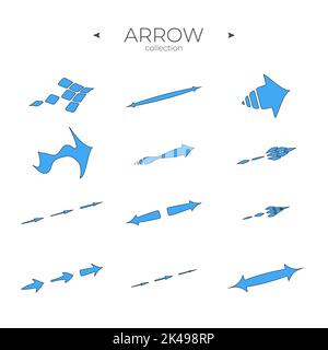 Vektorpfeilsymbole. Farbenfroher Comic-Pfeil. Pfeillogo-Konzept. Symbolsatz. Vektornavigation Stock Vektor