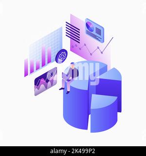 Ihre Analyse Personenbezogener Daten – Illustration. Datenanalyse. Finanzwachstum. Weiße Vorlage. Vektorgrafik Stock Vektor
