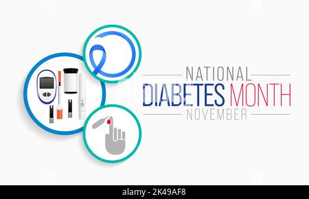 Der National Diabetes Month wird jedes Jahr im November beobachtet, es ist die primäre globale Sensibilisierungskampagne, die sich auf Diabetes konzentriert. Vektorgrafik Stock Vektor