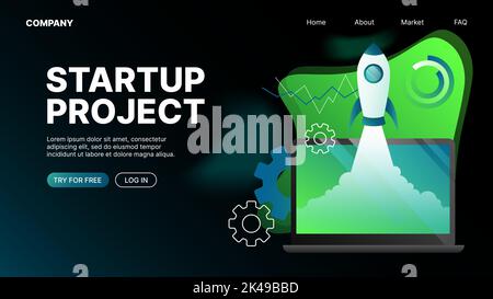Landing Page Template für Startup Project Website. Vektorgrafik Stock Vektor
