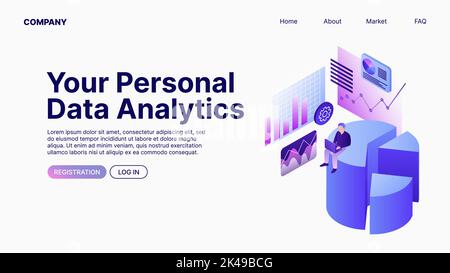 Ihre Analyse Personenbezogener Daten. Datenanalyse. Vorlage Für Landing Page. Vektorgrafik Stock Vektor
