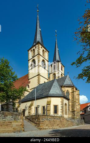 Blick auf die evangelische Kirche in Bad Wimpfen. Neckartal, Baden-Württemberg, Deutschland, Europa Stockfoto