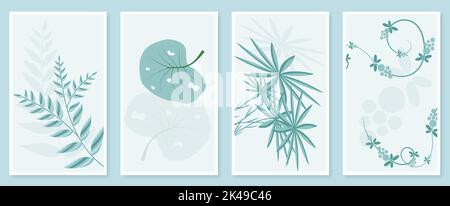 Abstraktes botanisches Wandkunstset. Vektorgrafik im skandinavischen Design Stock Vektor