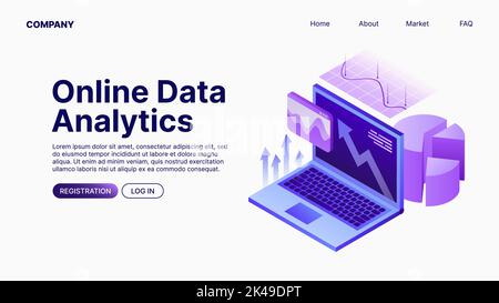 Online-Datenanalyse. Datenanalyse. Vorlage Für Landing Page. Vektorgrafik Stock Vektor