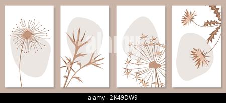 Abstraktes botanisches Wandkunstset. Vektorgrafik im skandinavischen Design Stock Vektor