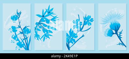 Abstraktes botanisches Wandkunstset. Vektorgrafik im skandinavischen Design Stock Vektor