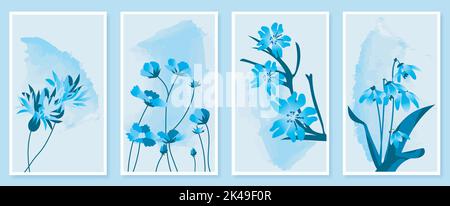 Abstraktes botanisches Wandkunstset. Vektorgrafik im skandinavischen Design Stock Vektor