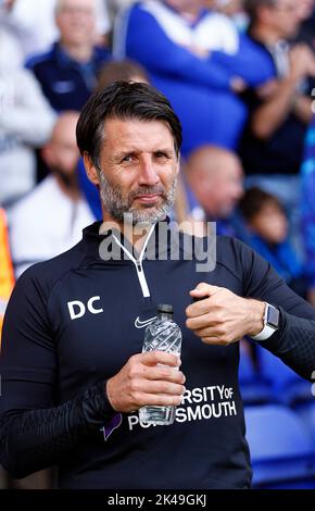 Ipswich, Großbritannien. 01. Oktober 2022. Portsmouth-Manager Danny Cowley während der Sky Bet League ein Spiel zwischen Ipswich Town und Portsmouth in der Portman Road am 1. 2022. Oktober in Ipswich, England. (Foto von Mick Kearns/phcimages.com) Credit: PHC Images/Alamy Live News Stockfoto