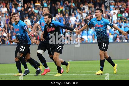 Neapel, Kampanien, Italien. 1. Oktober 2022. Während des italienischen Serie A Fußballmatches SSC Napoli gegen FC Turin am 01. Oktober 2022 im Diego Armando Maradona Stadium in Neapel.im Bild: Hirving Lozano vom SSC Napoli. (Bild: © Fabio Sasso/ZUMA Press Wire) Bild: ZUMA Press, Inc./Alamy Live News Stockfoto