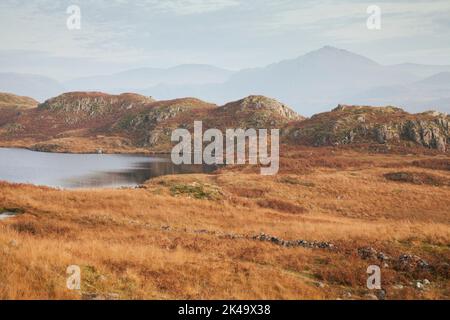 Harter fiel von Blea Tarn oberhalb von Eskdale, im englischen Seengebiet Stockfoto