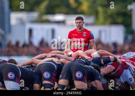 LONDON, GROSSBRITANNIEN. 01., Oktober 2022. Ben Youngs von Leicester Tigers (VC) (Mitte) schaut während der Gallagher Premiership Rugby Match Runde 4 zwischen Saracens und Leicester Tigers im StoneX Stadium am Samstag, den 01. Oktober 2022. LONDON, ENGLAND. Kredit: Taka G Wu/Alamy Live Nachrichten Stockfoto