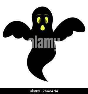Geist. Silhouette. Erschreckender Gesichtsausdruck. Vektorgrafik. Isolierter weißer Hintergrund. Bringen. Halloween-Symbol. Wütende Grimasse. Stock Vektor