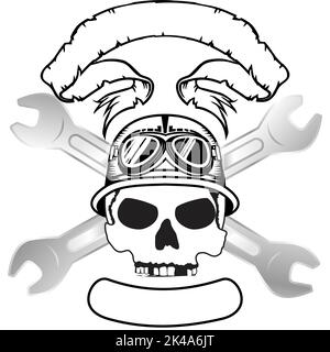 Biker Helm Schädel Wappen Tattoo Helm Illustration im Vektor-Format Stock Vektor