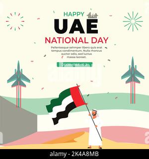 Eine illustrierte Vorlage für die Feierlichkeiten zum Nationalfeiertag in den VAE mit farbenfrohem Design Stock Vektor