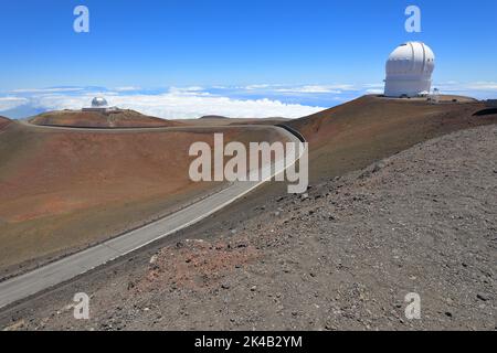 Landschaftliche Eindrücke von der magischen Landschaft des Mauna Kea Observatoriums, Big Island HI Stockfoto