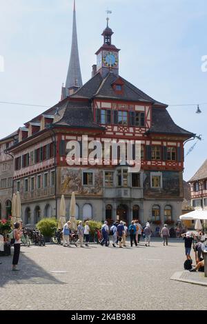 Historisches Rathaus am Rathausplatz, Altstadt, Stein am Rhein, Kanton Schaffhausen, Schweiz Stockfoto