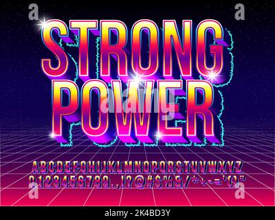 Electric Strong Power 3D Super Hero Text-Effekt Stock Vektor