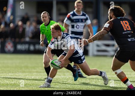 Coventry, Großbritannien. 01. Oktober 2022. Will Lane of Coventry Rugby während des Meisterschaftsspiels Coventry Rugby gegen Ealing Trailfinders in der Butts Park Arena, Coventry, Großbritannien, 1.. Oktober 2022 (Foto von Nick Browning/News Images) in Coventry, Großbritannien am 10/1/2022. (Foto von Nick Browning/News Images/Sipa USA) Quelle: SIPA USA/Alamy Live News Stockfoto