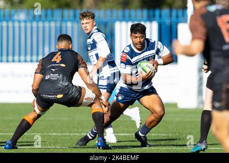 Coventry, Großbritannien. 01. Oktober 2022. Suva Ma'asi von Coventry Rugby während des Meisterschaftsspiels Coventry Rugby gegen Ealing Trailfinders in der Butts Park Arena, Coventry, Großbritannien, 1.. Oktober 2022 (Foto von Nick Browning/News Images) in Coventry, Großbritannien am 10/1/2022. (Foto von Nick Browning/News Images/Sipa USA) Quelle: SIPA USA/Alamy Live News Stockfoto