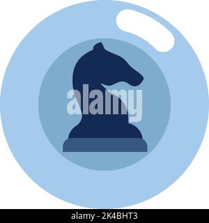 Schach schwarzer Ritter, Illustration, Vektor auf weißem Hintergrund. Stock Vektor