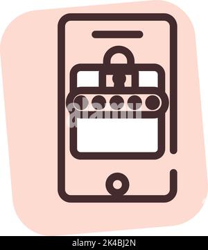 Cyber Cloud Mobile Security, Illustration, Vektor auf weißem Hintergrund. Stock Vektor