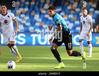 Neapel, Kampanien, Italien. 1. Oktober 2022. Während des italienischen Serie A Fußballmatches SSC Napoli gegen FC Turin am 01. Oktober 2022 im Diego Armando Maradona Stadium in Neapel.in Bild: .Mathias Olivera von SSC Napoli (Bild: © Fabio Sasso/ZUMA Press Wire) Stockfoto