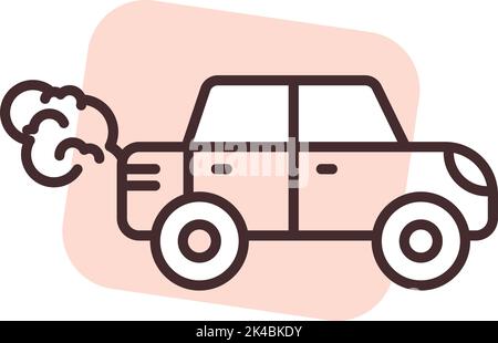 Katastrophe Auto Gas Luftverschmutzung, Illustration, Vektor auf weißem Hintergrund. Stock Vektor