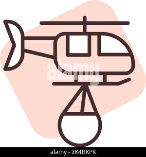 Katastrophenhubschrauber Wasser, Illustration, Vektor auf weißem Hintergrund. Stock Vektor