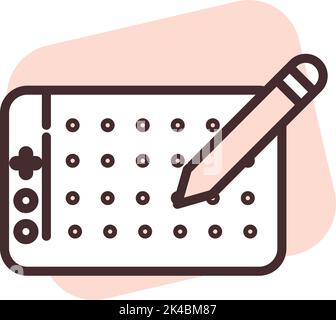 Grafikdesign Tablett, Illustration, Vektor auf weißem Hintergrund. Stock Vektor