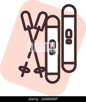 Hobby Skifahren, Illustration, Vektor auf weißem Hintergrund. Stock Vektor
