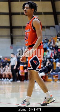 Teams Munster vs East Chicago Central 2021 Indiana High School Basketball Stockfoto