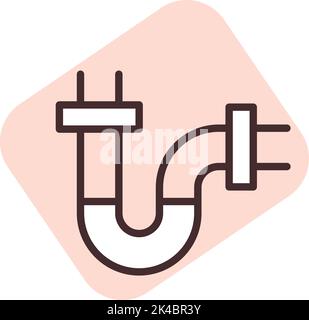 Klempnertoilettenrohre, Illustration, Vektor auf weißem Hintergrund. Stock Vektor