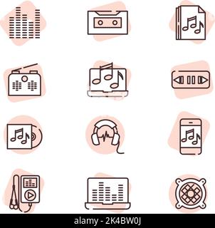 Multimedia-Wiedergabe, Illustration, Vektor auf weißem Hintergrund. Stock Vektor