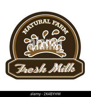 Abbildung eines Logos eines landwirtschaftlichen Betriebs, der frische Milch erzeugt, isoliert auf weißem Hintergrund Stock Vektor