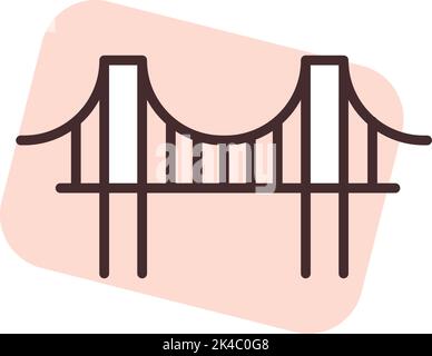 San Francisco Golden Bridge, Illustration, Vektor auf weißem Hintergrund. Stock Vektor
