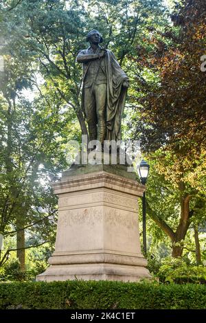 Bronzeskulptur des Marquis de Lafayette auf dem Union Square in Manhattan. Der in Frankreich geborene General kämpfte während der amerikanischen Revo für die amerikanischen Rebellen Stockfoto