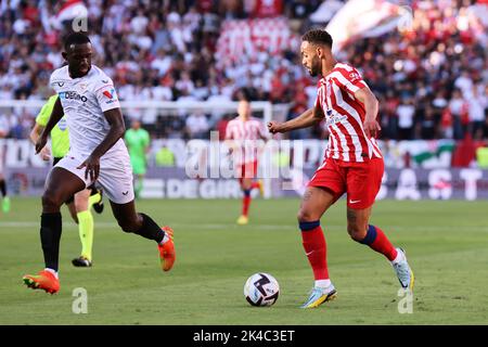 Sevilla, Sevilla, Spanien. 1. Oktober 2022. Matheus Cunha von Atletico de Madrid während des La Liga Santader-Spiels zwischen Sevilla CF und Atletico Madrid bei Ramon Sanchez Pizjuan in Sevilla, Spanien, am 01. Oktober 2022. (Bild: © Jose Luis Contreras/DAX via ZUMA Press Wire) Stockfoto